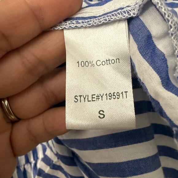 Tuckernuck Pomander Place Kenzo Blue Striped Vneck Smocked Cuff Dress Small - Picture 4 of 5